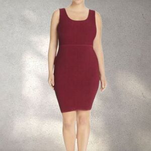 TART COLLECTION Plus Size Burgundy Wine Ribbed Sleeveless Bodycon Dress 4X NWT